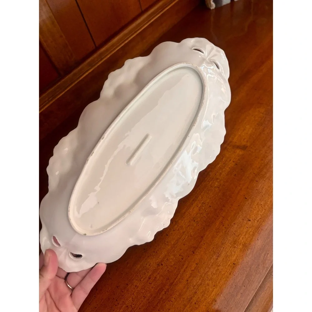 Antique RS Prussia celery relish dish porcelain gold rim early 1900's